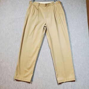 L.L. Bean Pants Mens 35 Tan Chino Cotton Comfort Waist Flat Front Regular Fit